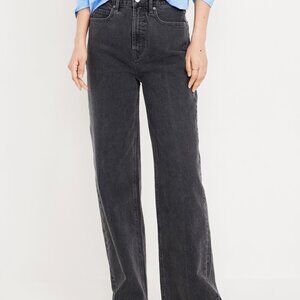 Old Navy Extra High-Waisted Wide-Leg Jeans Black Wash Size 6 Petite